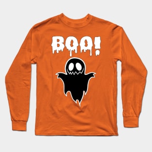 Adorable Ghost with a Playful 'BOO': Halloween Cuteness Unleashed Long Sleeve T-Shirt